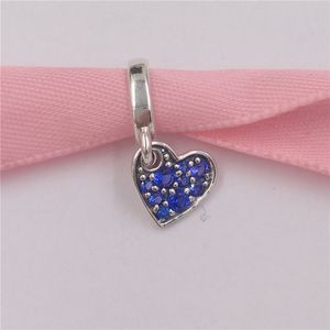 925 Sterling Silver Beads Stellar Blue Pave Tilted Heart Dangle Charm Charms Fits European Pandora Style Jewelry Bracelets & Necklace 799404C01 AnnaJewel