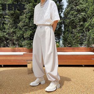 Idefb koreański trend luźne szerokie spodnie nogi lato casual back elastyczne spodnie talii streetwear fahison spodnie dresowe 9Y7563 210524