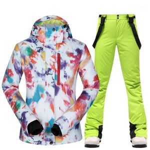 Giacche da sci -30 gradi tuta da sci donna inverno femminile e pantaloni caldi giacca da donna impermeabile snowboard all'aperto ciclismo campeggio marca