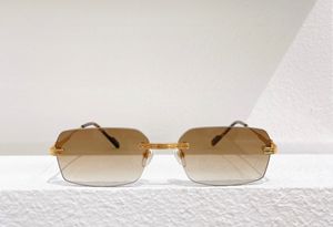 0271s Randlose Sonnenbrille Gold/Braun Farbverlauf Sunnies Gafas de Sol Sonnenbrille für Herren Sonnenbrillen UV400-Schutz mit Box