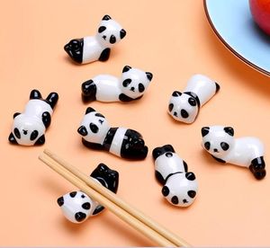 Ceramic Panda Chopsticks Stand Holder Porcelain Spoon Fork Knife Rest Rack Restaurant Table Desk Decoration