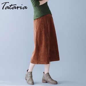 1 High Waisted Corduroy Skirts for Women Autumn Winter Thickened Vintage Office Ladies Long Retro 210514
