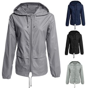 Outdoor Hooded Zipper Jackets Cardigan Hiking Waterproof And Windproof Raincoat Coats Women's Camping Warm Outerwear