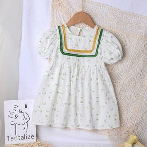 2021 Summer Girls Floral Dress Children Cute Princess Clothing Flower Frock Kids Baby Child Party Holiday Beautiful Cotton Dress Q0716
