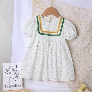 2021 Summer Girls Abito floreale Bambini Carino Principessa Abbigliamento Abbigliamento fiore Bambini Bambini bambino bambino festa vacanze Bellissimo vestito di cotone Q0716