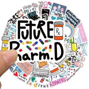 50pcs/set poster Small waterproof Skateboard stickers Cartoon pharmacist Pharmacy For notebook laptop bottle Helmet car sticker PVC Guitar Decals