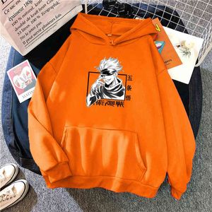 Neue Anime Jujutsu Kaisen Gojo Satoru Druck männer Sweatshirt Thermische Vintage Kleidung Weiche Marke Hoodies Oversize Weiche Herren Hoodie H1218