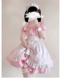 2021 Svart söt Lolita Maid kostymer tjejer kvinnor underbar cosplay kostym animation visa japanska outfit klänning kläder y0913