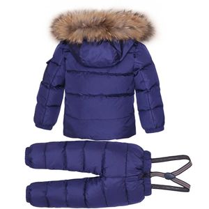 -30 grader Ryssland Vinter Ski Jumpsuit Barnkläder Pojkar Tjejer Sport Suit Kids Snow Wear Jackor Coats Bib Byxor Vattentät H0909