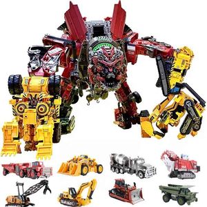 AOYI Cool 8 IN 1 Oversize Devastator Transformation Toys Boy Anime Hook Action Figures Robot Car Engineering Vehicle Model Kids 210830