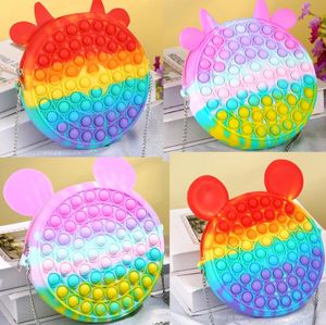 Borsa in silicone di grandi dimensioni Push Bubble Toys Antistress Bambini adulti Giocattolo antistress Gioco sensoriale Borsa carina Zaino regalo 8 stili