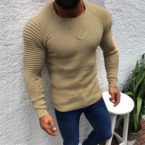 Vintage Mens Sólido Tops Tops Pulôver Casual Manga Longa O-Neck Sleeers Men Moda Inverno Quente Slim Fit That Sweater 211228