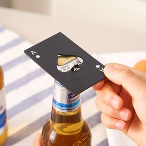 Stainless Steel Beer Bottle Opener Spades A Poker Card Shape Bar Tool Wallet Easy To Carry Black Silver Color Wine Openers Soda Bottles Opening Tool Outdoor Gadgets