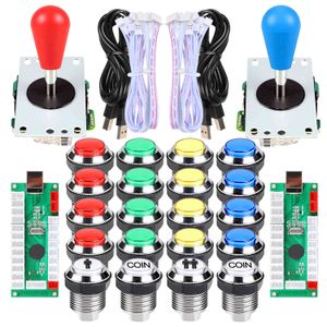 2 Player Ellipse Kit Oval Bat Joystick Handles LED Chrome Buttons Arcade Standard Controller DIY Games MAME