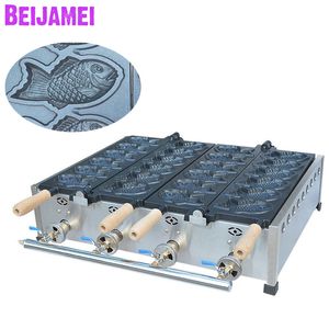 Tipo de gás de Beijamei Tipo 12 PCS Máquina de fabricante de Taiyaki Fabricantes de waffle de peixes comerciais com molde de alumínio revestido de antiaderente