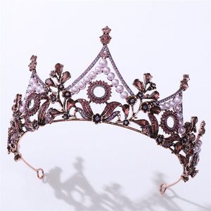 Hårklämmor Barrettes Barock Ailibrid Gold Leaf Crown King Queen Wedding Tiara Bride Headpiece Party Crystal Jewelry Accessories