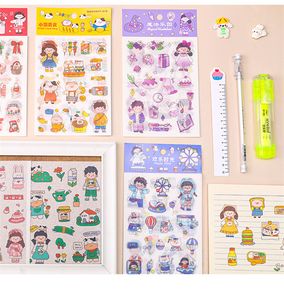 Wholesale DIY Hand Account Stickers Diary Photo Album Scrapbooking Stationery Girl Heart Creative Kawaii Cartoon Adhesive Sticker Decoration Gift