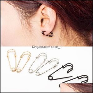 Brosche Ohrringe großhandel-Schmuck kreative Form Stud Ohrringe Frauen personalisierte einfache Brosche Sicherheitsnadel Ohrring für weibliche Modeschmuck in BK G2 Tropfen Deliver