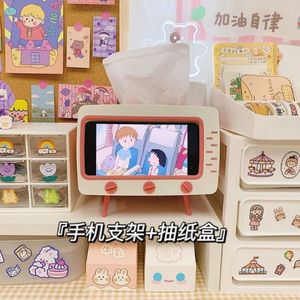 Cell Phone Mounts Holders Korean Creative Cute Girl Heart TV Shape Mobile Stand Desktop Carton Box