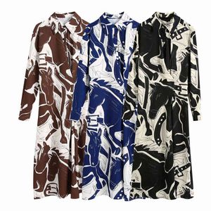 Vinateg Woman Printed Chiffon Long Shirt Dress Spring Fashion Ladies Side Slit Desses Female Elegant Streetwear 210515
