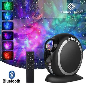 Bluetooth Music Star Projetor Night Light Controle Remoto Girando Oceano Onda Starry Sky Night Lamp Usb Nebulosa Galáxia Luzes Y0910