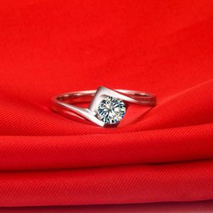 Anelli a grappolo 0,5 ct classico anello da donna fata gioielli da sposa solitario in argento sterling 925 bello