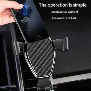 Automobile Car Air Outlet Phone Holder Clip Design Superficie in fibra di carbonio Adatto per la maggior parte delle dimensioni Compatibile con tutti gli smartphone Apple iPhone Android Uso generico