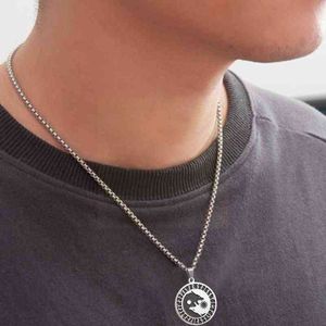 Uomini Collana con ciondolo a disco unico Acciaio Yin Yang Lupo Luna Charm Collane Gioielli Miglior regalo per amico N1n2 G1206