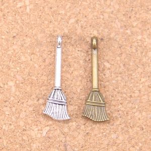 100pcs Antique Silver Bronze Plated beson broom Charms Pendant DIY Necklace Bracelet Bangle Findings 27*10mm