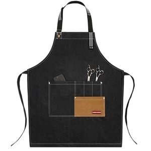 Джинсовый фартук Barista Milk Tea Shop ресторан рабочая одежда Парикмахерская картина Smock Pinafore Print 210629