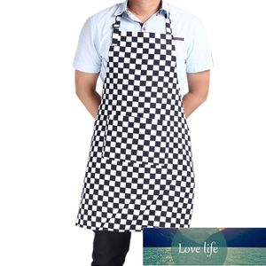 Kreativ kök förkläde för kvinnor och män lagar förkläde svart vit rutnät rengöring Förkläden justerbar svart rand kök levererar fabrikspris expert design