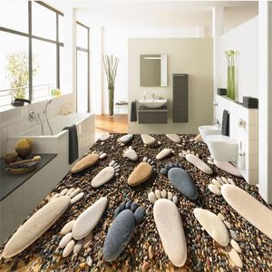 Wallpapers Wellyu 3D Cubes Small Feet Pebbles Bathroom Floor Painting Custom Large Fresco Pvc Waterproof Thick Wearable Papel De Parede