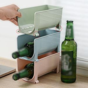 Keuken opslagorganisatie Grote koelkast U-vormige plank kan worden gesuperponeerd wijnrek bier drankjes cances ruimtebesparende accessoires