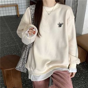 Höst Oversized Hoodies Kvinnor Koreansk version Sweatshirt Hoodie Toppar Street Style Letter Broderi Långärmad Pullovers 211109