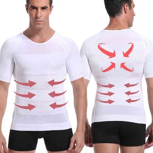 Homens novos tonificação t-shirt corpo shaper corretivo postura camisa cinto de emagrecimento abdômen abdômen gordura espartilho espartilho