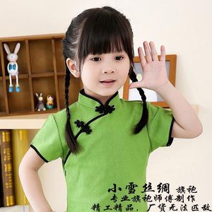 Kızın Elbiseleri 2022 Çin Tarzı Cheongsam Kızlar Çiçek Pamuklu Çocuk Bezi Çocuk Qipao Elbise Kolsuz