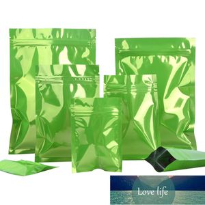 Atacado 100 pcs brilhante impressionante folha verde fecho fechar presentes sacos jóias lanche grânulos especiaria cereais shampoo sacos de embalagem preço de fábrica