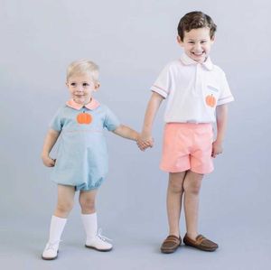 2PCS Spanish Clothing Sets for Toddler Boy Boutique Romper Baby Smocked Suits Boys Summer Cotton Clothes Suit Brother's Outfit 210615