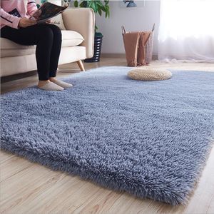 Tjock Silkly Plush 2021 Ny Fluffy Long Hair Rug för att bo heminredning Balkong Bay Window Matta Barnens rumsmatta