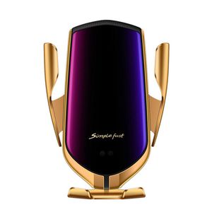 R1 Auto Wireless Ladegerät Automatische Klemmung 10W Qi Schnellladehalter für iPhone Samsung Huawei Air Vent Telefonhalter mit Kleinkasten DHL