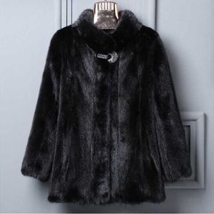 女性のミンクコートの毛皮のコートの毛皮のコート全ミンクショートカラーファッション新しいカジュアルファージャケットY0829