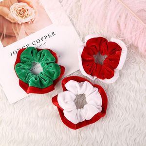 Hair Accessories Red Green Color Velvet Scrunchies Women Christmas Rope Flannel Elastic Bands Ponytail Holder Xmas