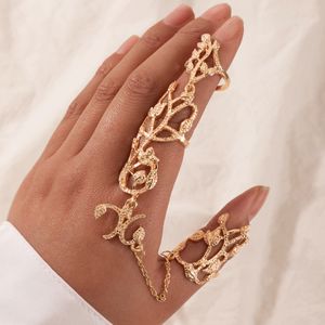 Luxury Crystal Stone Joint Ring for Women Men Hollow Geoemtic Flowers Open Ring Party Jewelry Accessories