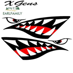 13 cm per i denti della bocca dello squalo Denti del fumetto Decalcomania impermeabile Adesivi per auto Creative Graffiti Decorazione moto per JDM SUV