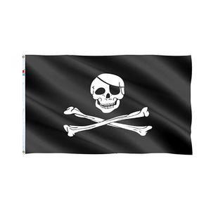 Korsan Jolly Roger Bayrağı Canlı Renk UV Solmaya Dayanıklı Çift Dikişli Dekorasyon 3x5ft Banner 90x150 cm Dijital Baskı Toptan