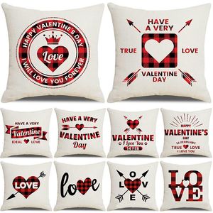 Kramning av kudde Case Valentine's Day Lattice Love Series LINEN HUN CUSTOMERING Pillow Case Cupid Sword Pattern Cushion/Dekorativ