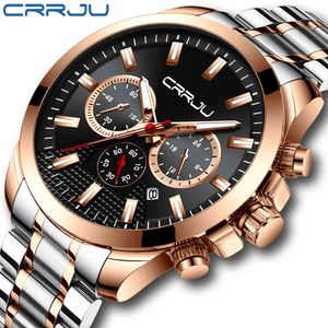 Crrju 48mm Big Dial Watch Stilig Vattentät Kronografisk Klocka Kreativ Original 24 timmars Display Rostfritt Stål Armbandsur 210517