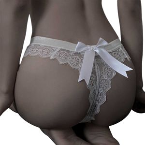 2021 New Sexy Lace String Transparent Panties Back Bow Cute Thong Women's Seamless Briefs Underwear Women Tangas