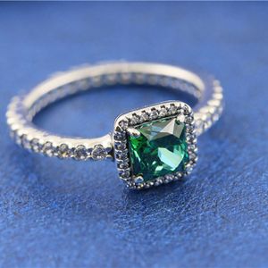 925 Sterling Silver Green Cz Stones Eleganza senza tempo Anello Fit Pandora Charm Jewelry Fidanzamento Wedding Lovers Anello di moda per le donne