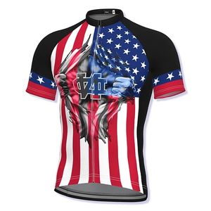 2021 Mäns Kortärmad Cykling Jersey Sommar Spandex Polyester USA National Flag Bike
